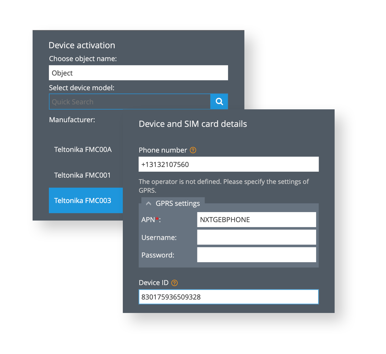 Device activation in Navixy