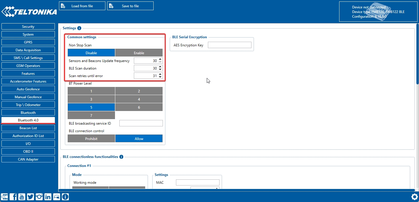 Scan frequency for BLE sensors