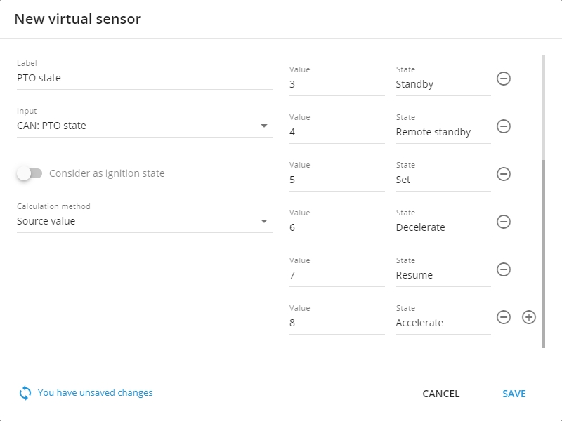 Configuration example for source value calculation method