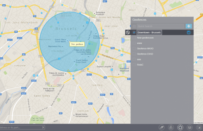 Circle geofence Brussels