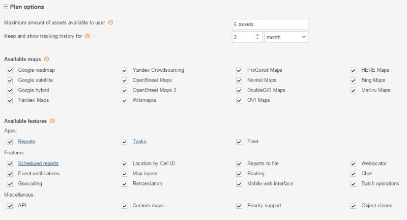 Tariff plan settings