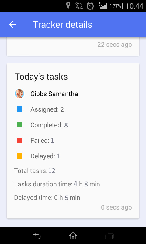 Mobile task management in X-GPS Monitor app Daily task