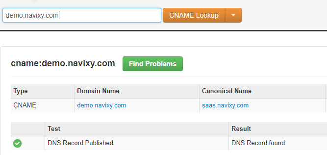 Comprobando la configuración de CNAME