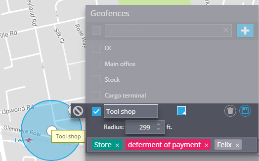 Find geofences by tags