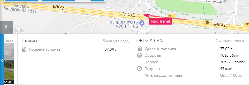 Датчик уровня топлива Мониторинг уровня топлива в виджете OBD2 & CAN