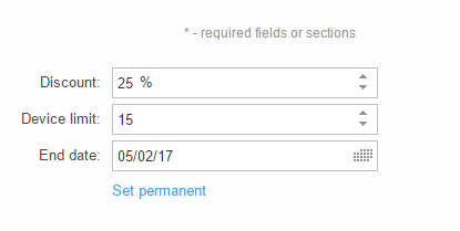 Admin Panel update Individual discount
