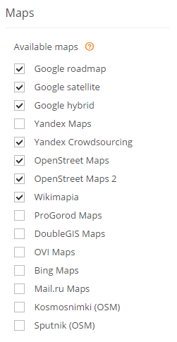 Available maps Available maps