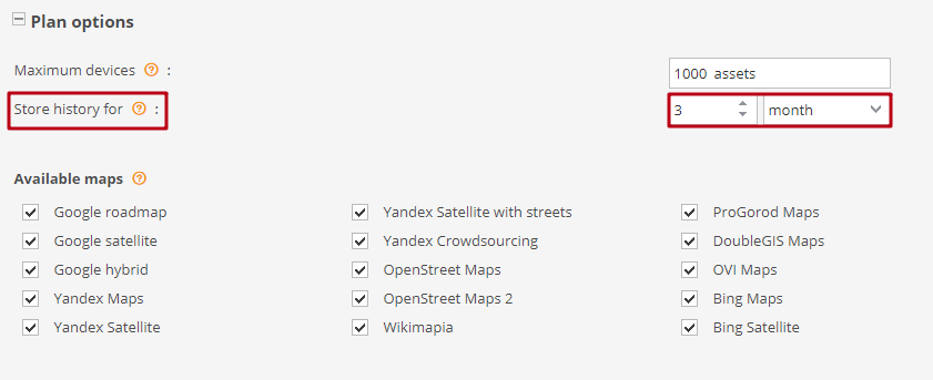 How to meet GDPR in terms of GPS tracking and telematics Admin Panel - Plan options