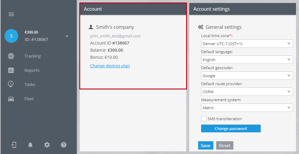 Profile settings