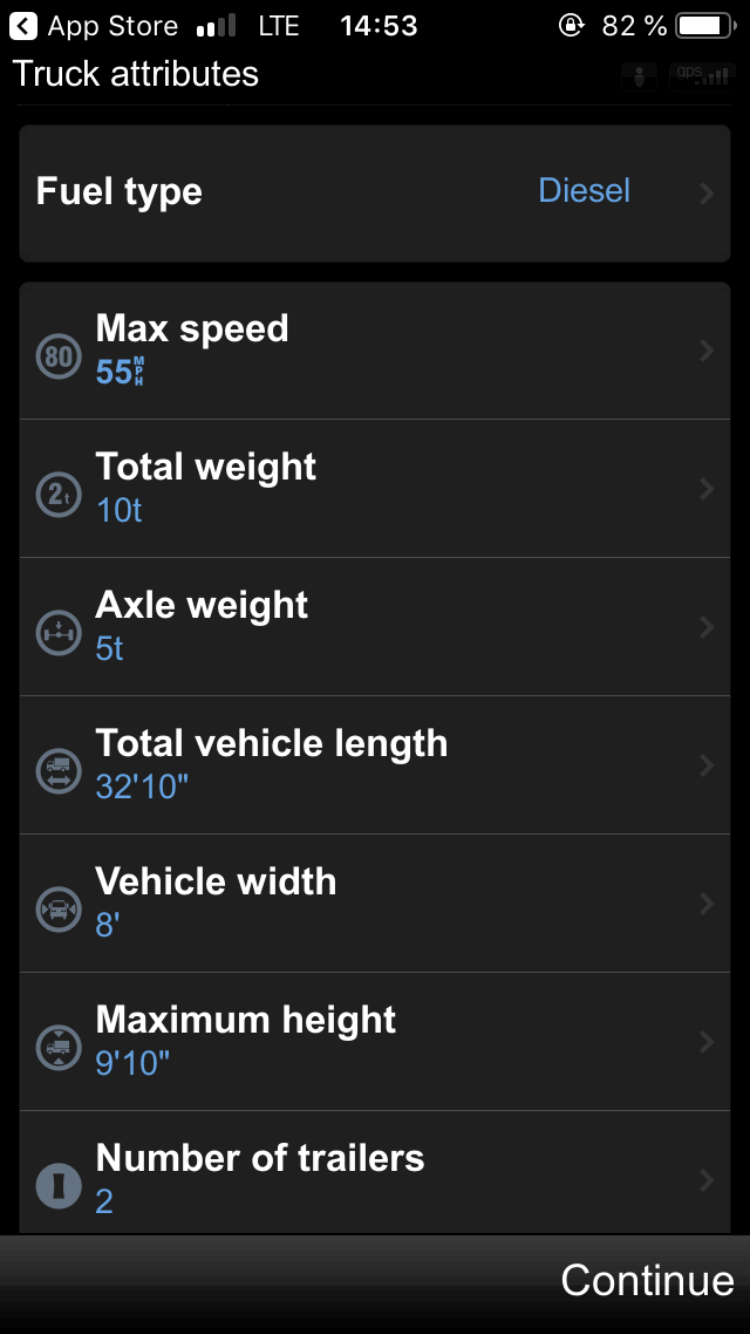 Truck attributes