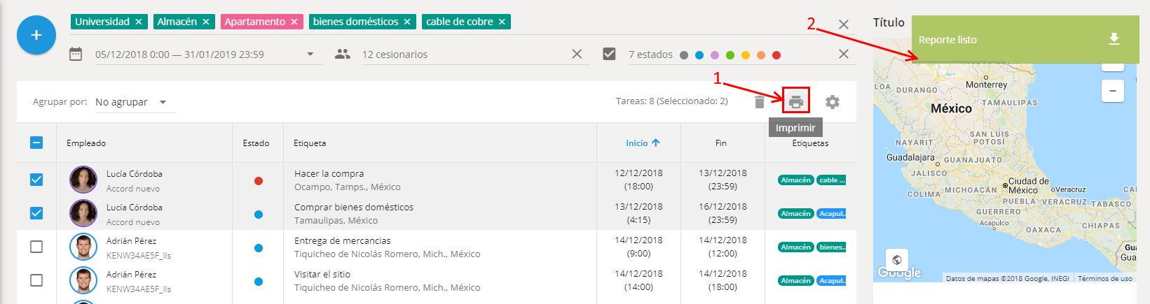Imprimir tareas Imprimir tareas