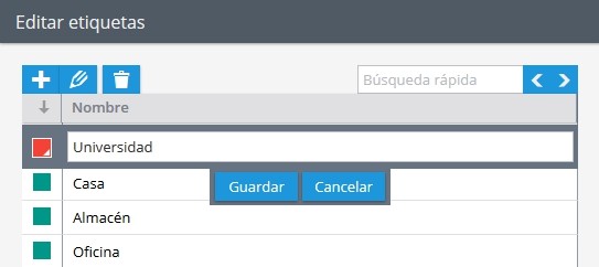 Gestionar etiquetas Gestionar etiquetas
