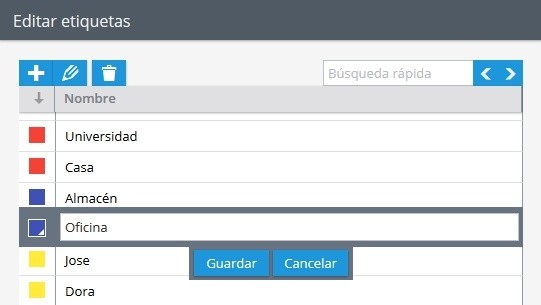 Gestionar etiquetas Gestionar etiquetas
