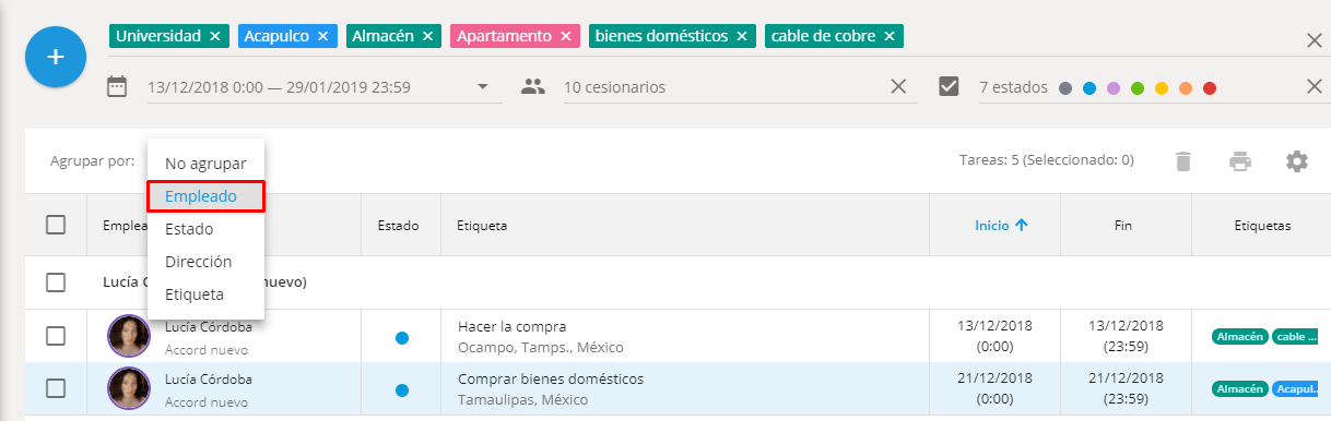 Agrupar y ordenar tareas Agrupar y ordenar tareas