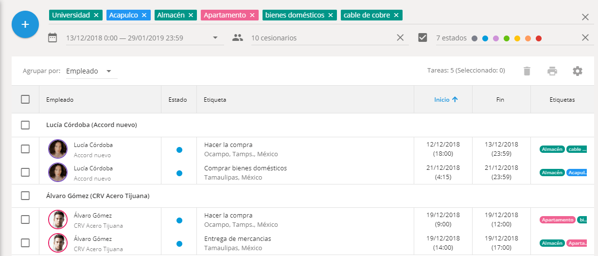 Agrupar y ordenar tareas