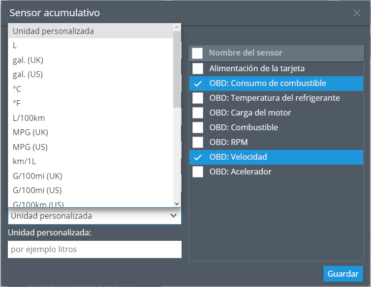 Sensor acumulativo