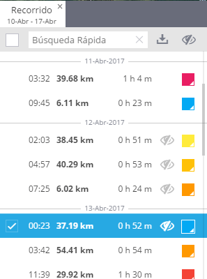 Visualizar recorridos