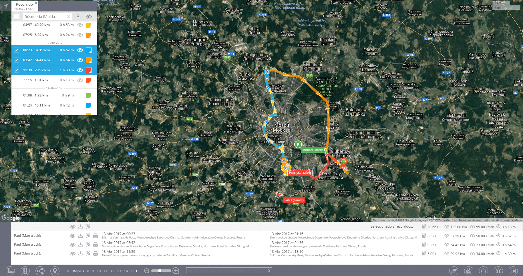 Visualizar recorridos