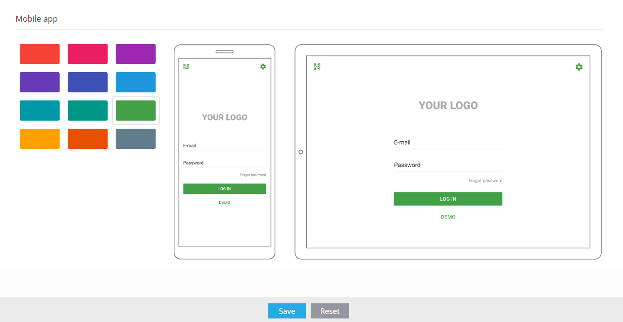 Mobile app color theme