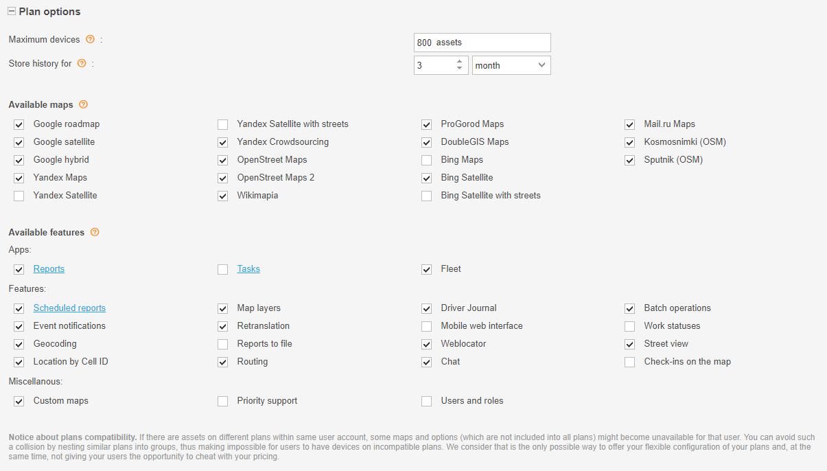 Pricing plans