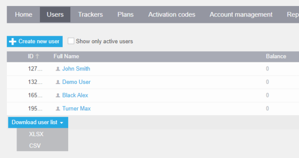 Export user list