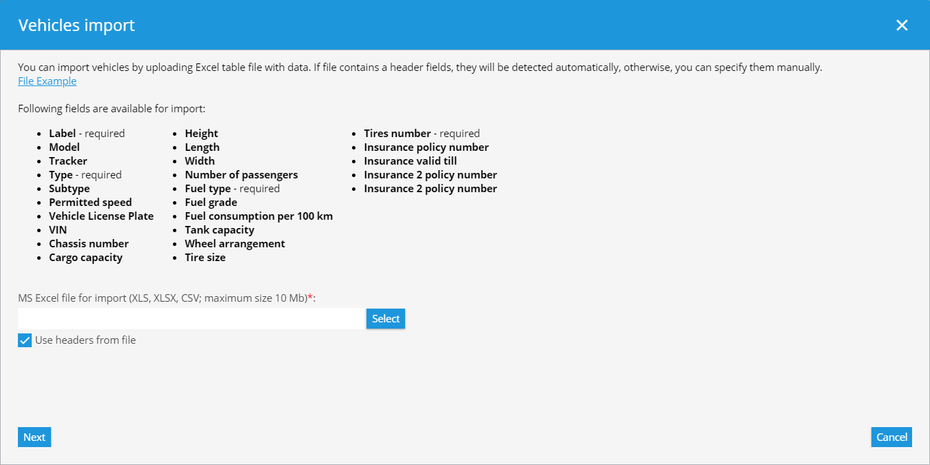 Vehicle import