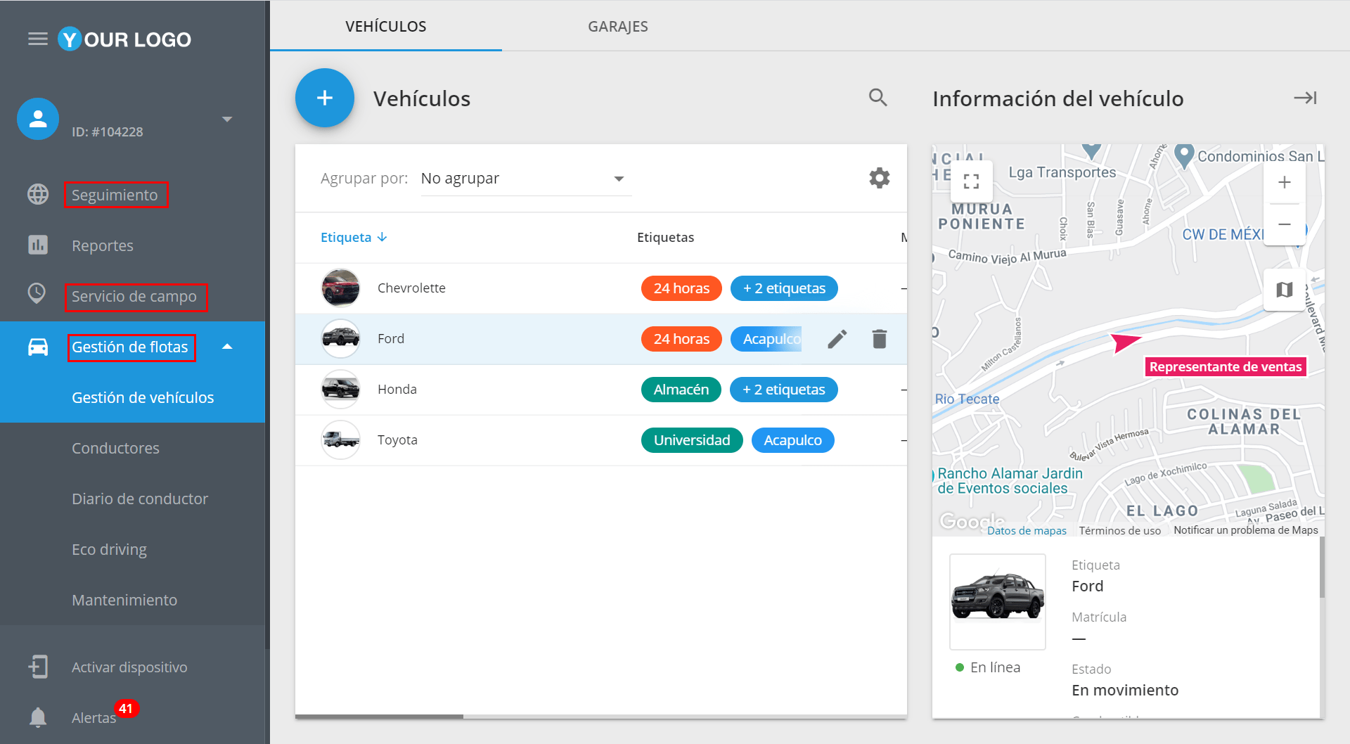 Navixy user interface