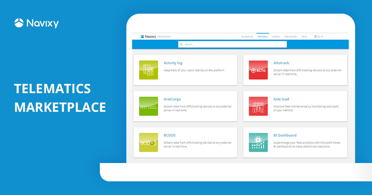 Telematics Marketplace: distribute your developments worldwide