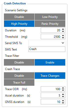 Teltonika DualCam crash detection report