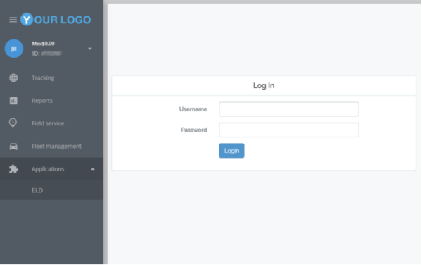 Navixy ELD login screen