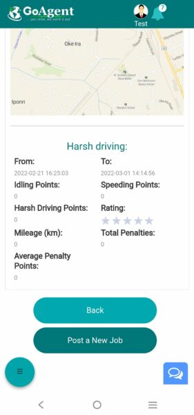 harsh driving report on mobile platform