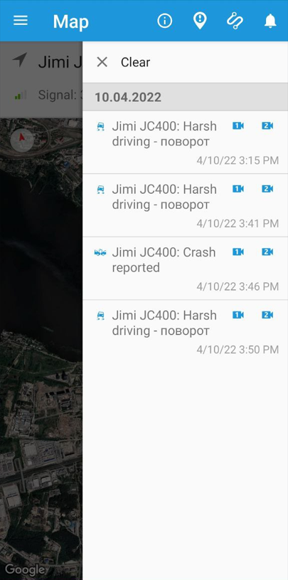 Video events list-of-events-with-videos-x-gps-monitor-android