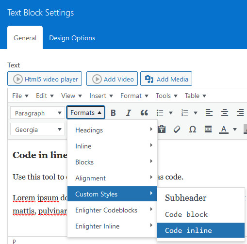 Code inline