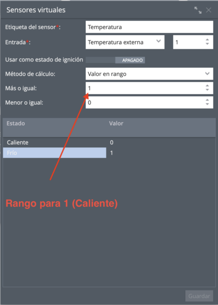 Seguimiento de temperatura del sensor virtual