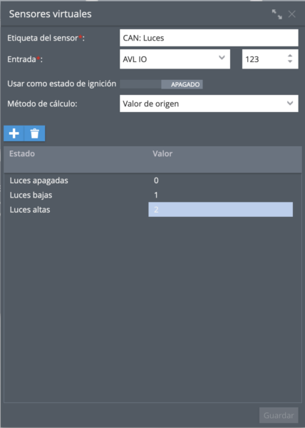 Configuración para el control de luces de vehículos