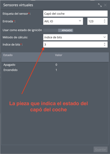 Configuración para leer un bit específico