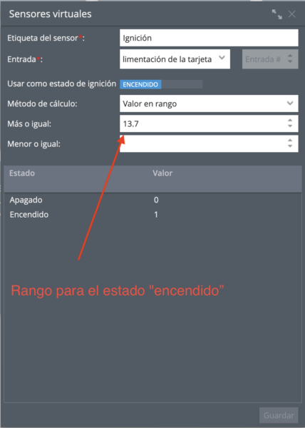 Configuración para la ignición virtual