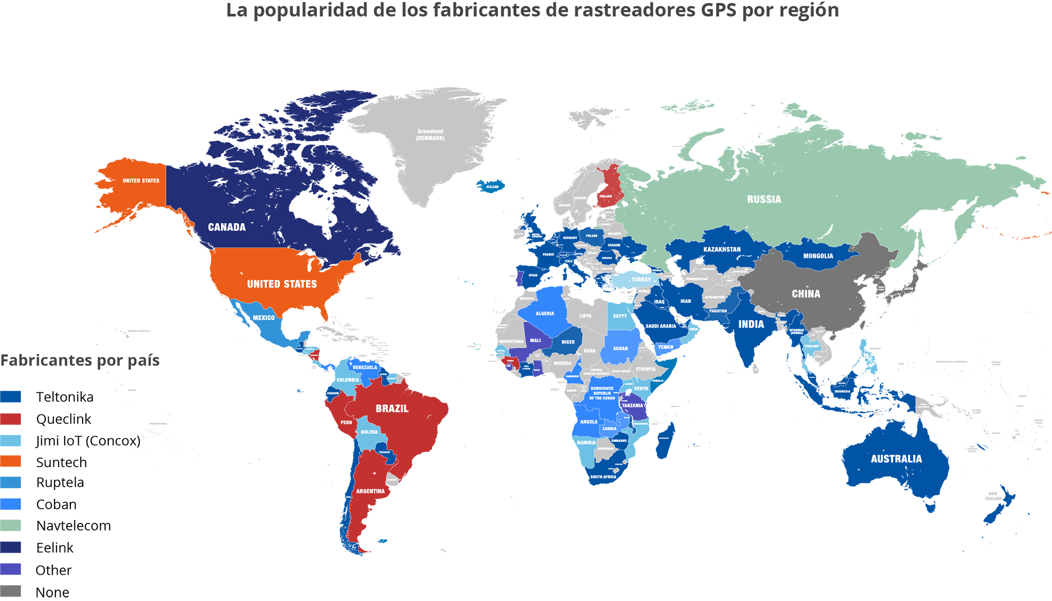 La popularidad de los fabricantes de rastreadores GPS por región