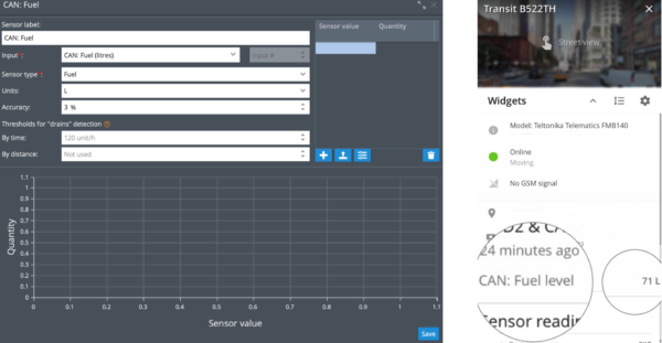 CAN sensor and widget with value in Navixy