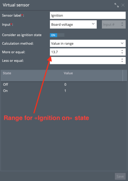 Configuration for virtual ignition