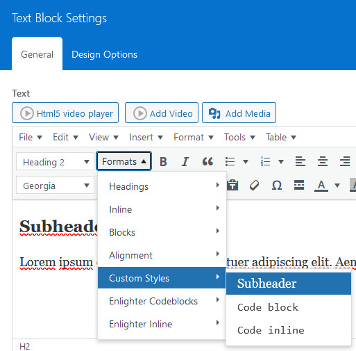 Subheader