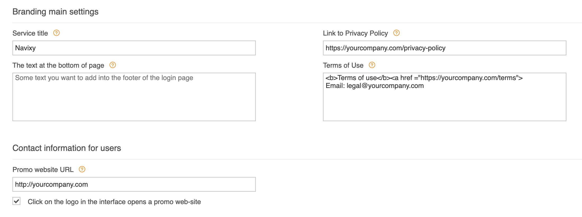 Branding options Branding options