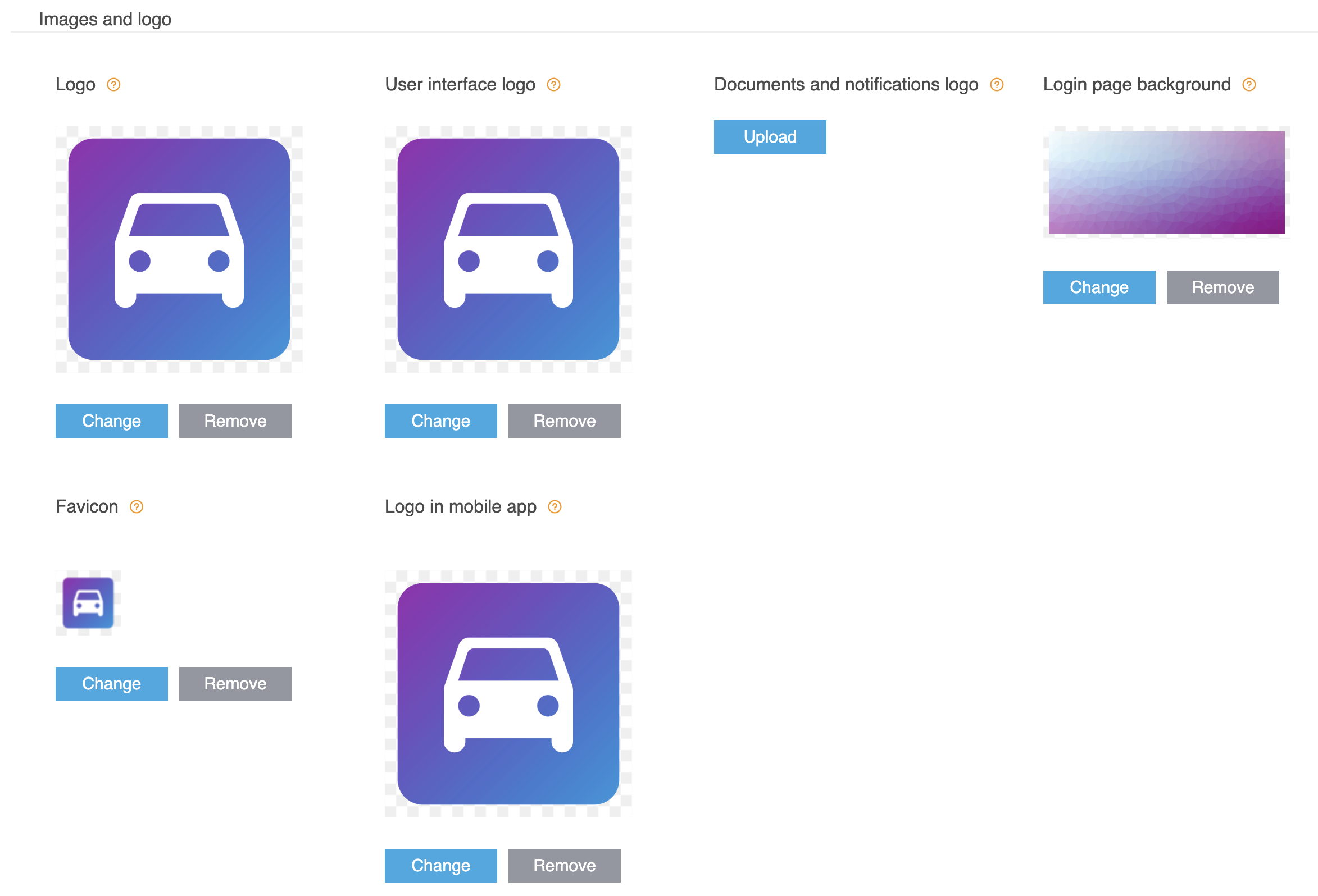 Branding options Branding options