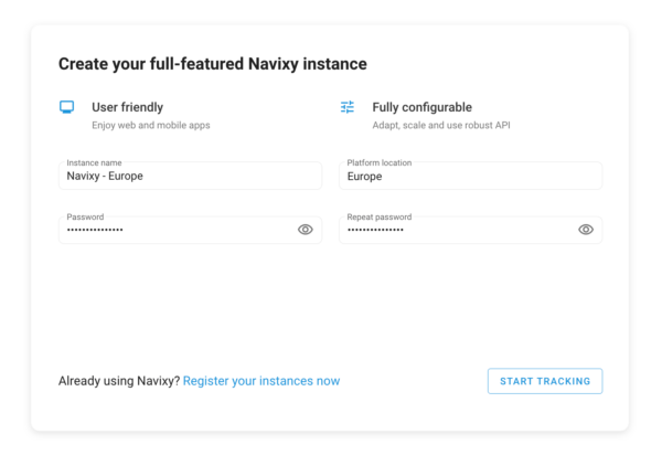 Create a new instance in Navixy