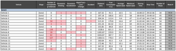 Fleet safety overview custom report