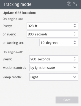 Tracking mode in Device Settings