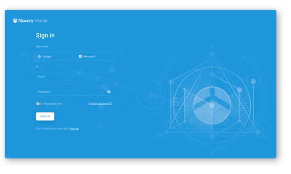Navixy Portal login page
